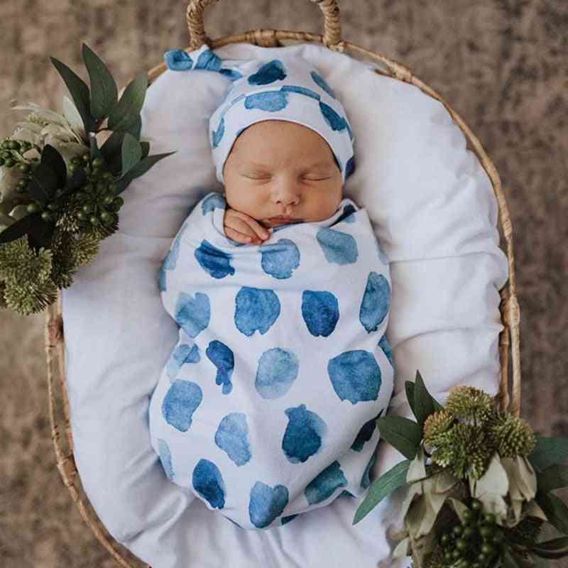 Cocoon Swaddle Wrap With Knotted Cap Set For Newborn Baby