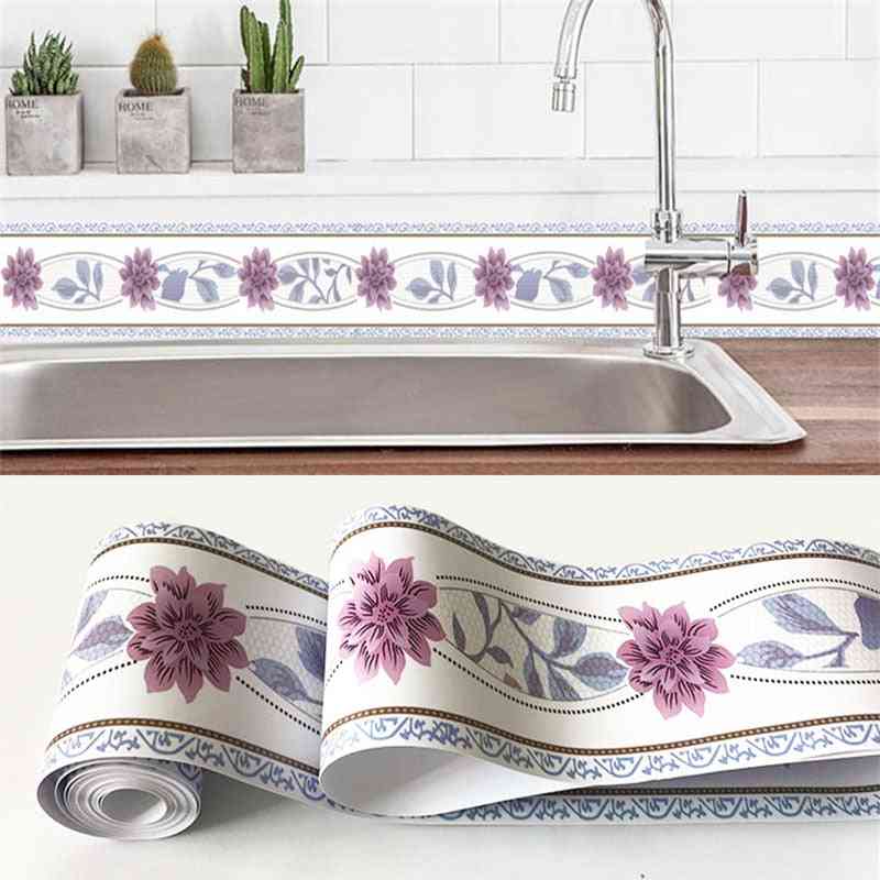 Papier peint auto-adhésif bordures fleurs 3D décalque géométrique pvc stickers muraux imperméables salon cuisine salle de bain décor à la maison