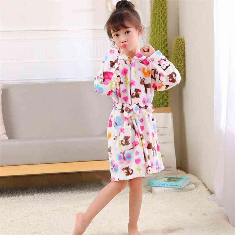 детски халат фланелен бебешки с качулка, спално облекло - пижама за нощно халат