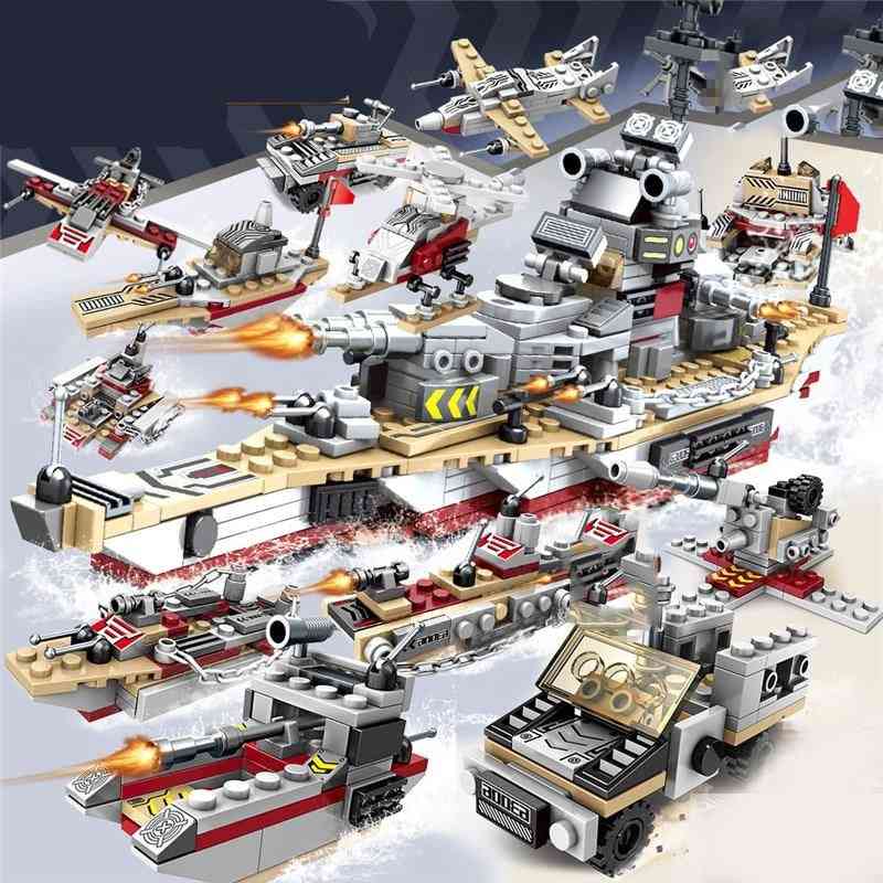 1000+ Stück Marineflugzeugfiguren - Bausteine Armee Kriegsschiff Bau Ziegel Spielzeug