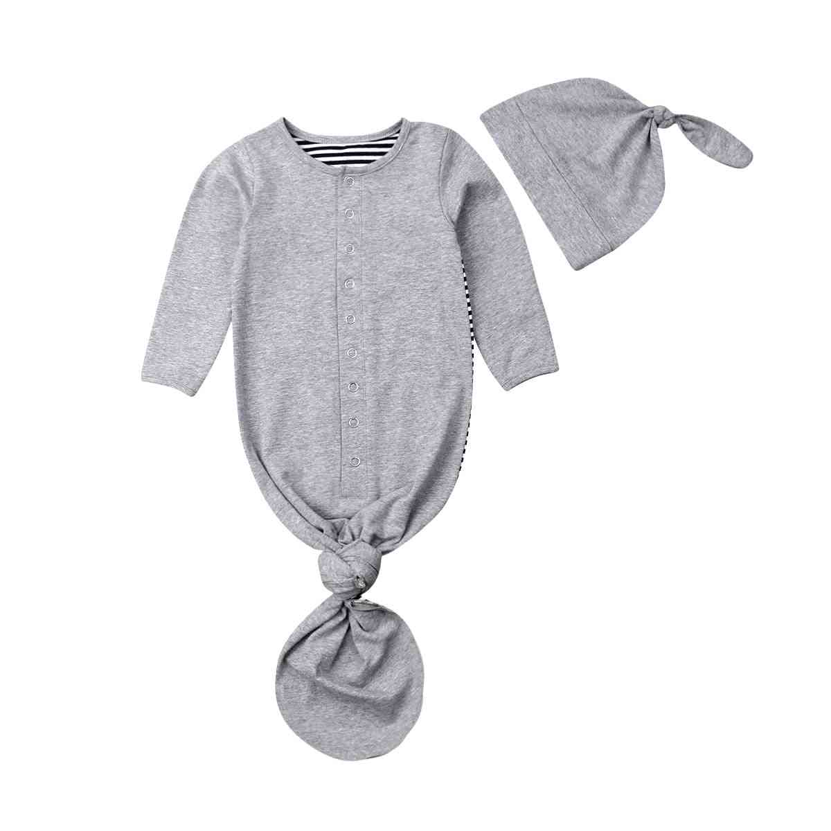 Neugeborene Baby Kleinkind Mädchen / Jungen Decke, Wickel Kinderwagen Wickel Schlafsack gestreifte Baumwolle Decke Hüte