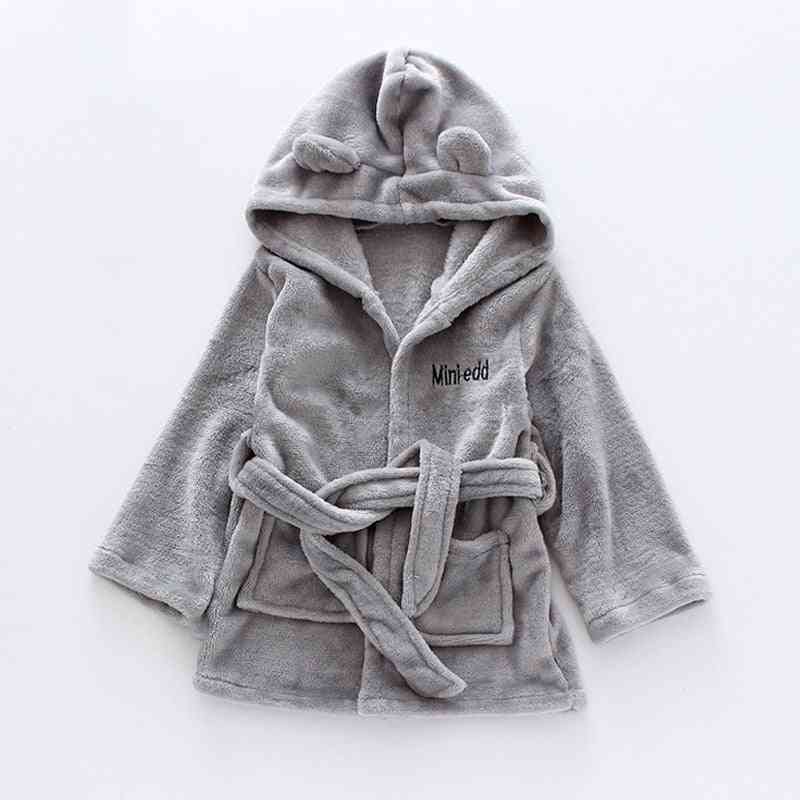 Herfst / winter kinder nachtkleding - gewaad flanellen warme badjas voor meisjes / jongens - ah3067 wit / 6m