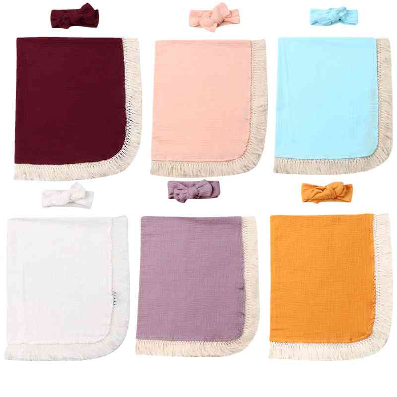 Baby / Boy Tassel Swaddle Wrap - Blanket Sleeping Mat