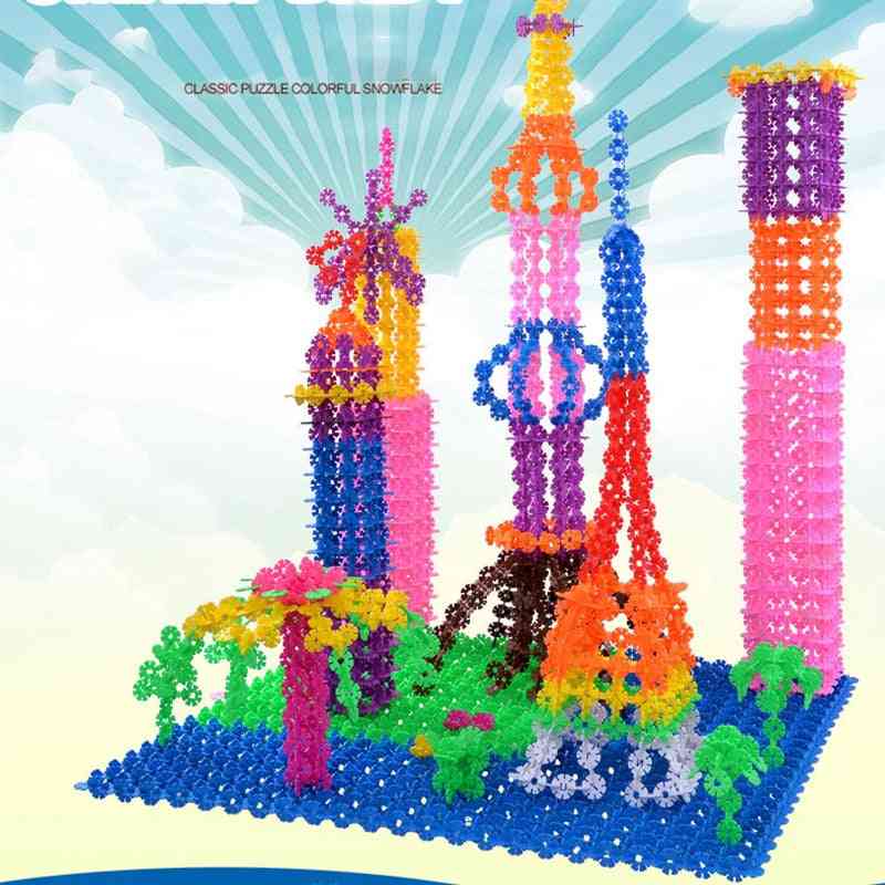 Plastová vločka prepojovacie bloky budova - 3d puzzle hračka pre škôlky