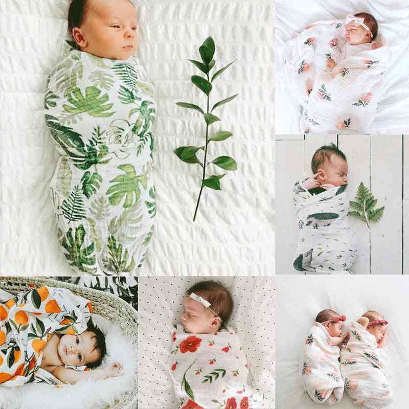 Toddler Baby Boy / Girl Floral Swaddle - Muslin Blanket Wrap, Headband Clothes Set