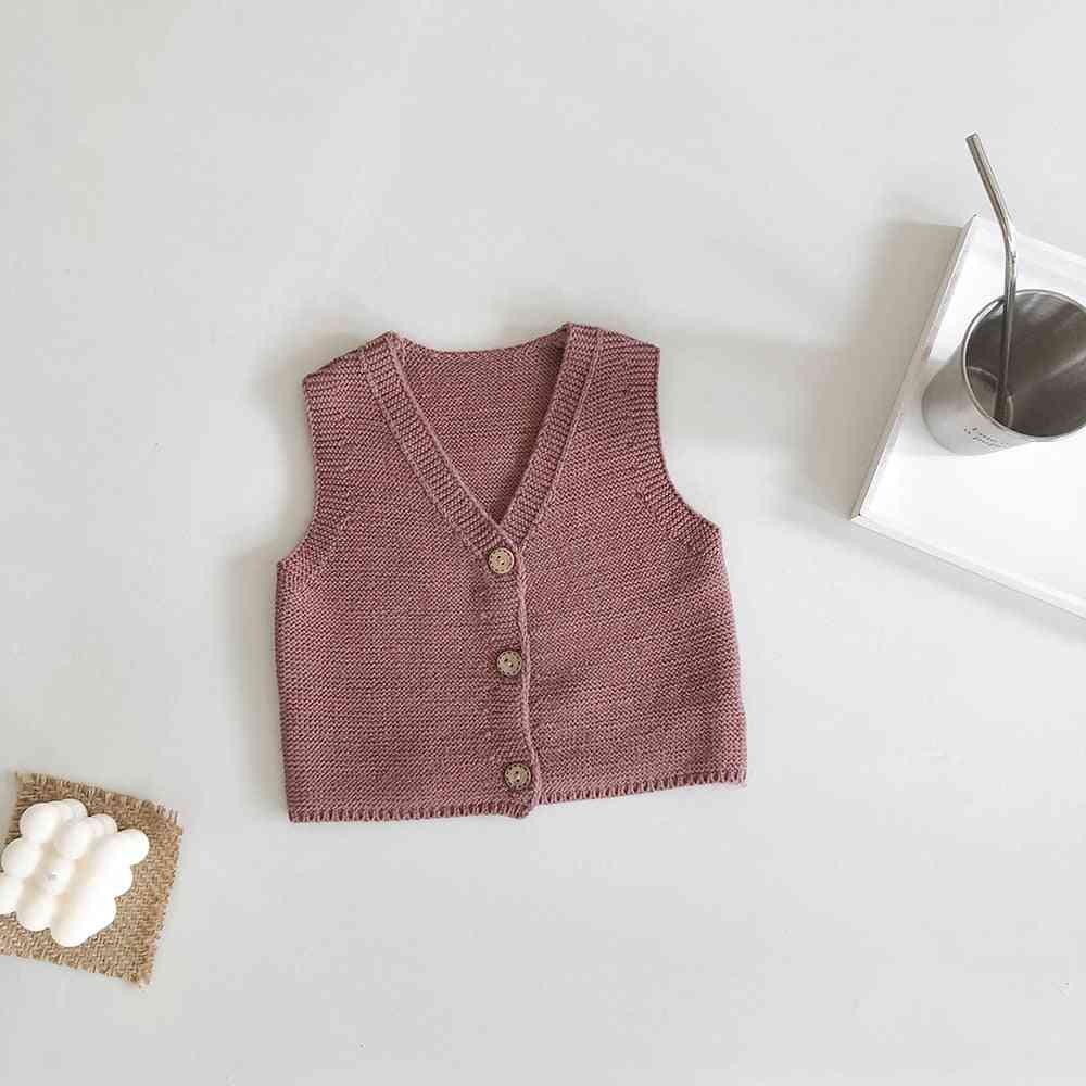 Baby Girl Vest - / Cardigan Cotton Yarn Knitted Sweater
