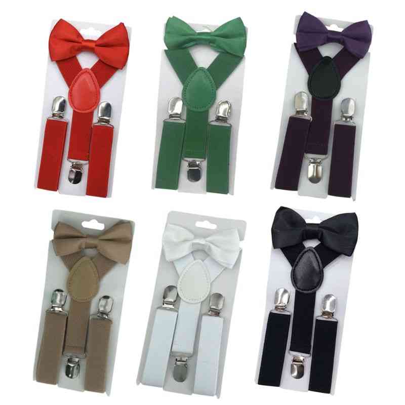 Y Shape Design-adjustable Pant Suspender Strap Clip And Bowknot Set