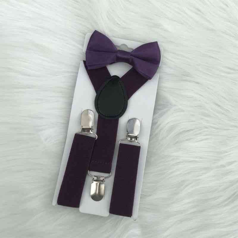 Y Shape Design-adjustable Pant Suspender Strap Clip And Bowknot Set