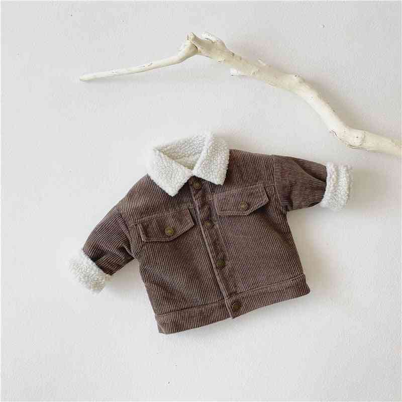 детско момче / момиче топло яке- дълъг ръкав плътен цвят есенно бебешко палто, удебеляване на връхни дрехи ежедневни дрехи за момиче зима