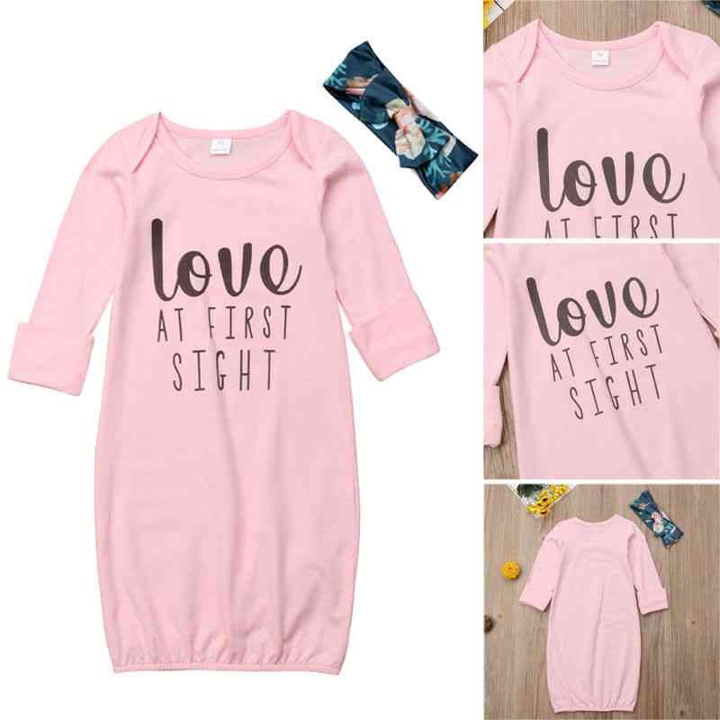 Sacco a pelo per bambini + fascia per capelli abiti da neonato floreali pigiama pigiama per bambini vestito da notte per neonati camicia da notte neonato abiti da notte - rosa / 6 m