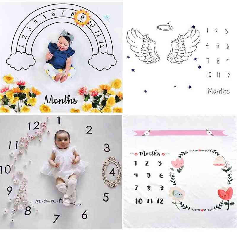 Cartoon Pattern, Infant Milestone Play Mats For Photoshoot Props
