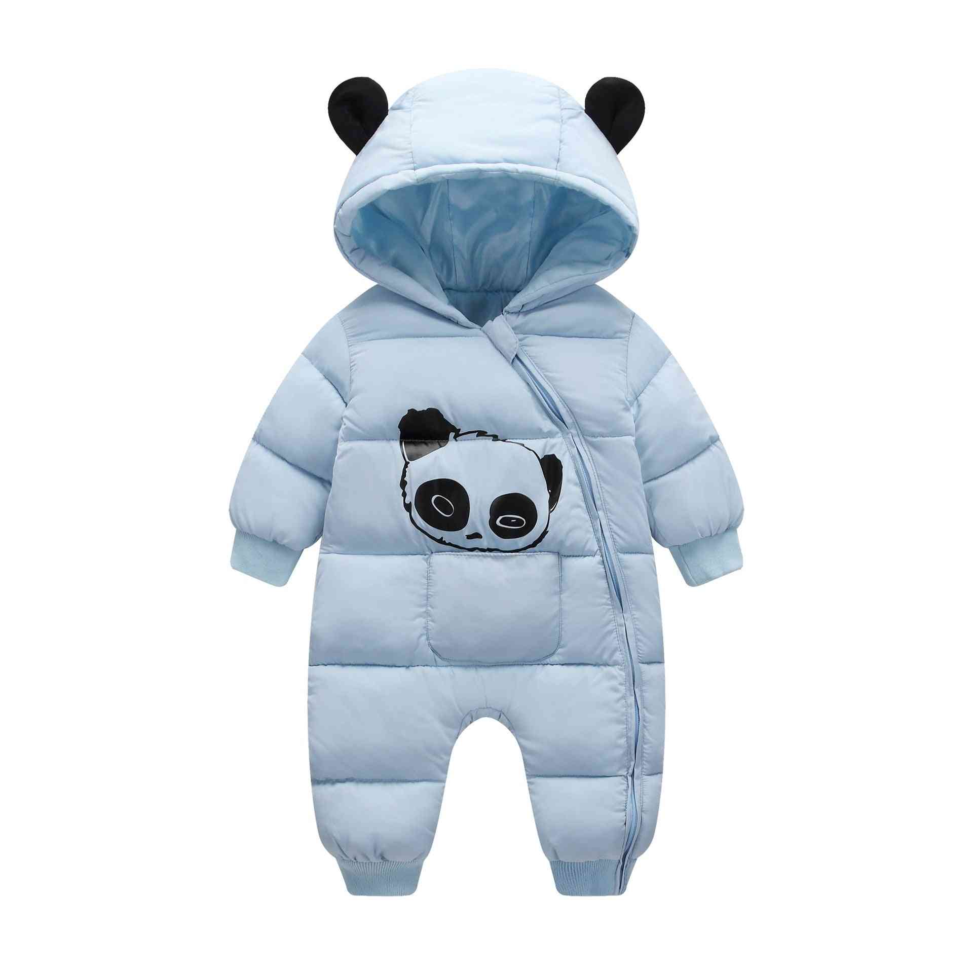 Cartoon Panda Thick Warm Newborn Baby Girl Jumpsuit / Snowsuit Boy Rompers Overalls