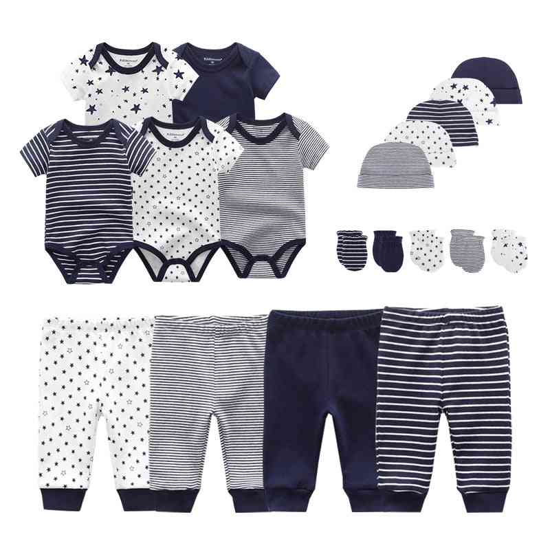 Pasgeboren baby (bodysuits + broek + hoeden + handschoenen) set