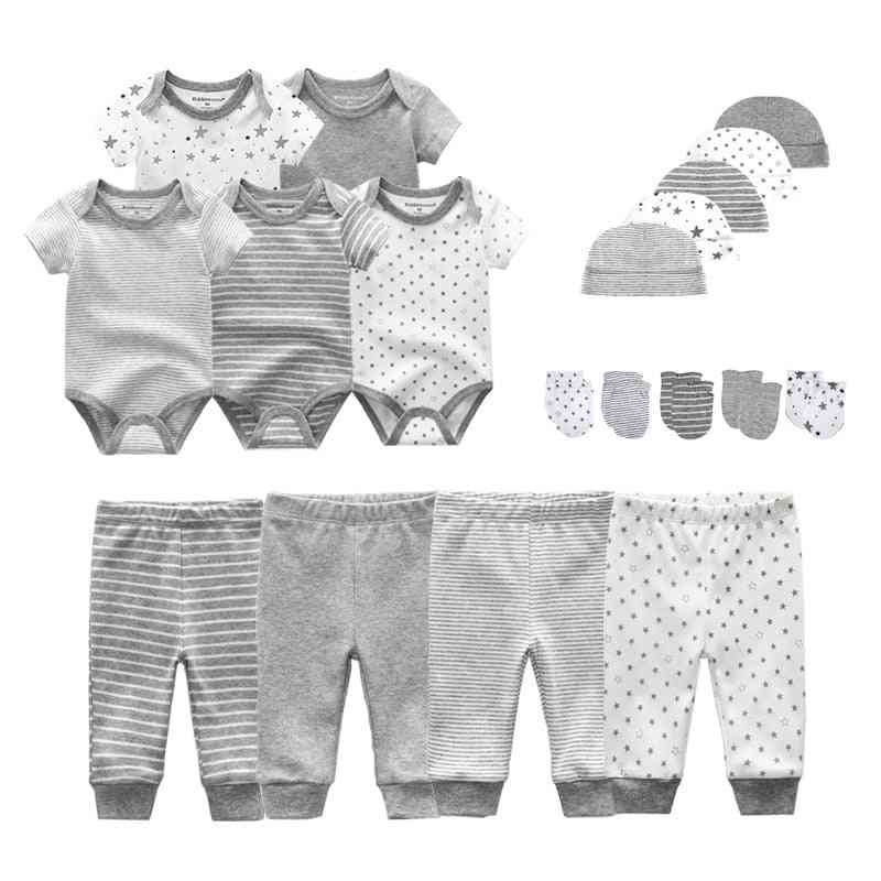 Pasgeboren baby (bodysuits + broek + hoeden + handschoenen) set