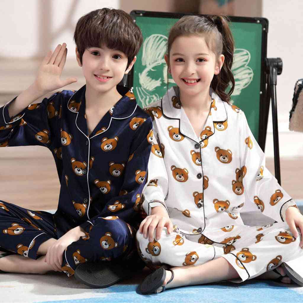 Dětské dlouhé rukávy kreslené medvídky a pyžama pyžama na spaní
