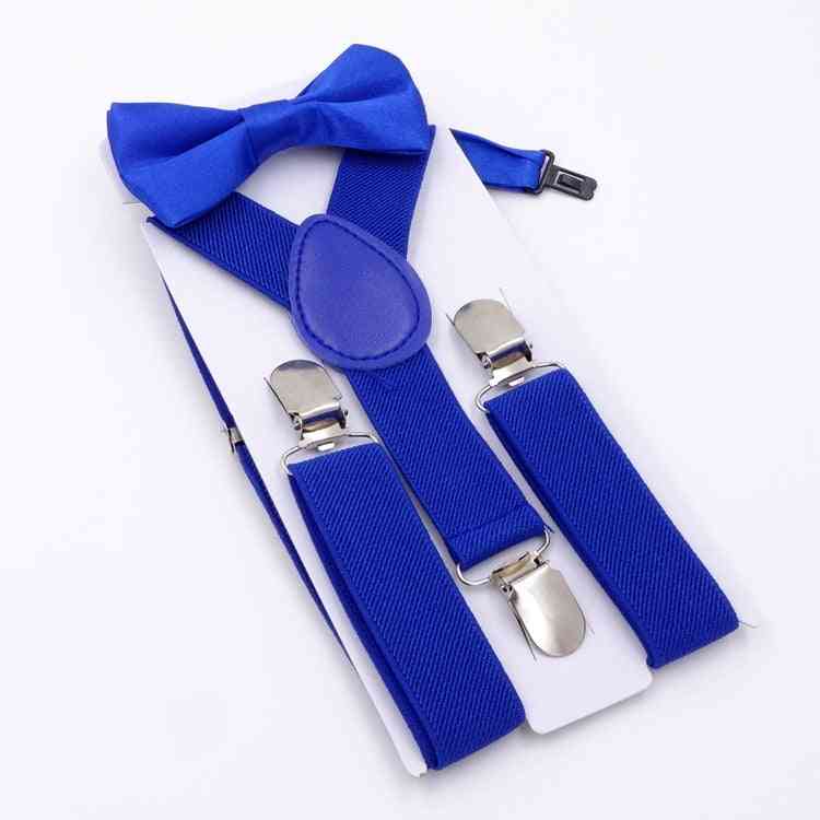 Adjustable And Elasticated Kids Suspenders With Bowtie Bow Tie Set