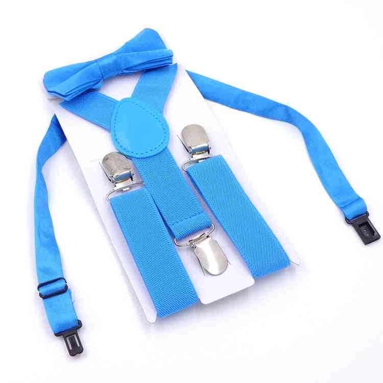 Verstelbare en elastische kinderbretels met strik vlinderdas set bijpassende outfits voor kinderen jongens pak kleden accessoires - lichtroze