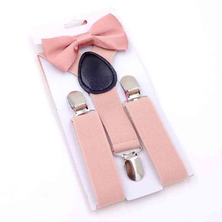 Adjustable And Elasticated Kids Suspenders With Bowtie Bow Tie Set