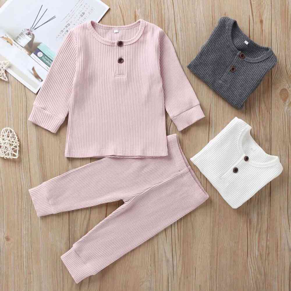комплект пролетни бебешки дрехи-плътен горнище с дълъг ръкав + пижама за панталон