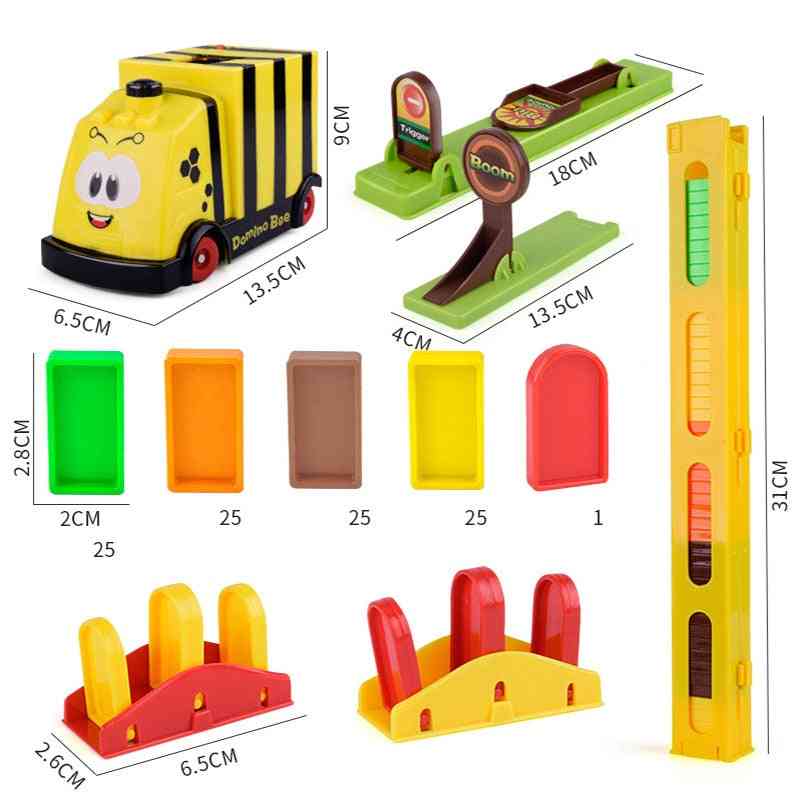 Domino automatisk läggning elektrisk tågbil barn pedagogiska leksaker set julklapp för barn - 80st domino