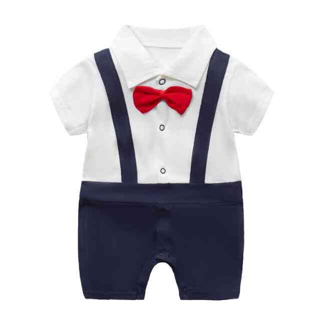 Baby dreng gril romper jumpsuits sommer tøj - rød slips1 / 3m