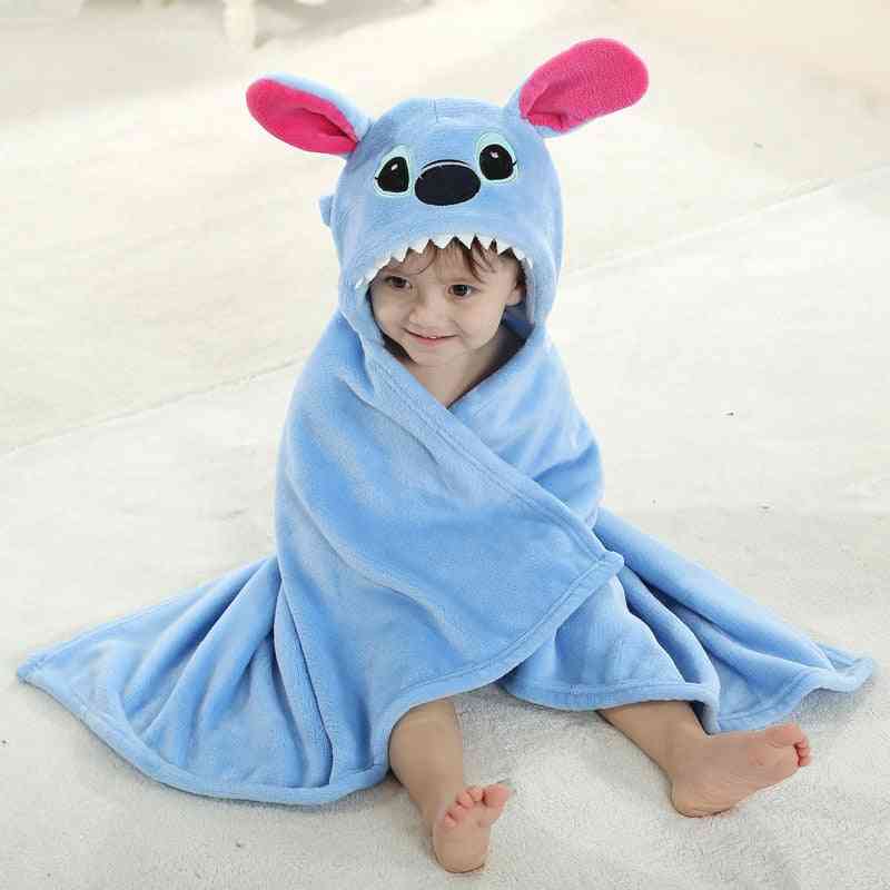 Bleu rose point animal cosplay à capuche bébé bébé fille garçon flanelle serviette de bain wrap peignoir mignon dessin animé pyjama vêtements de nuit - bleu