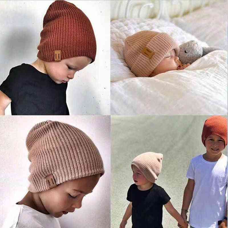 Baby girl boy vinter lue myk varm beanie hekle elastisitet strikke barn casual varm cap