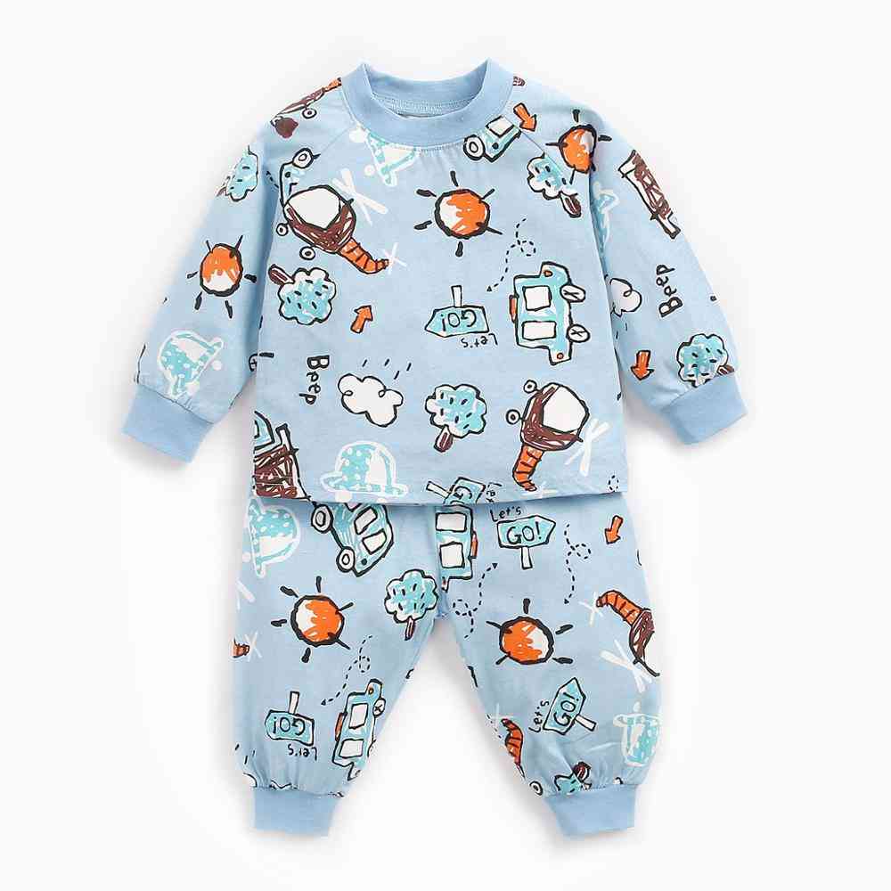 Babypyjama's voor herfst en winter met cartoon bedrukte pyjama met lange mouwen