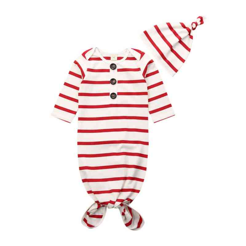 Newborn Baby / Stripe Swaddle Wrap Blanket, Sleeping Bag Romper & Hat Set