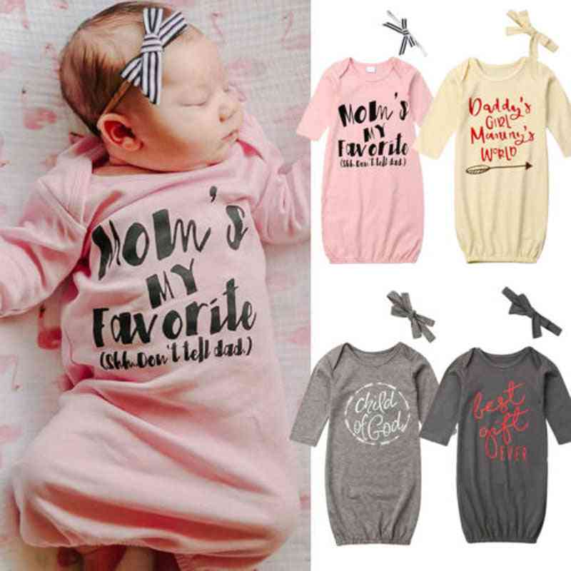 Newborn Baby Girl Letter Swaddle Wrap Blanket Long Sleeve Sleeping Bag+headband Clothing Set