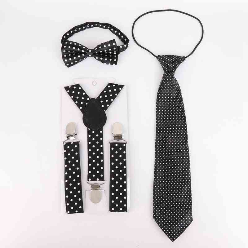 Polka Dot Pattern, Elastic Band, Bow Tie And Necktie Kit For Kids
