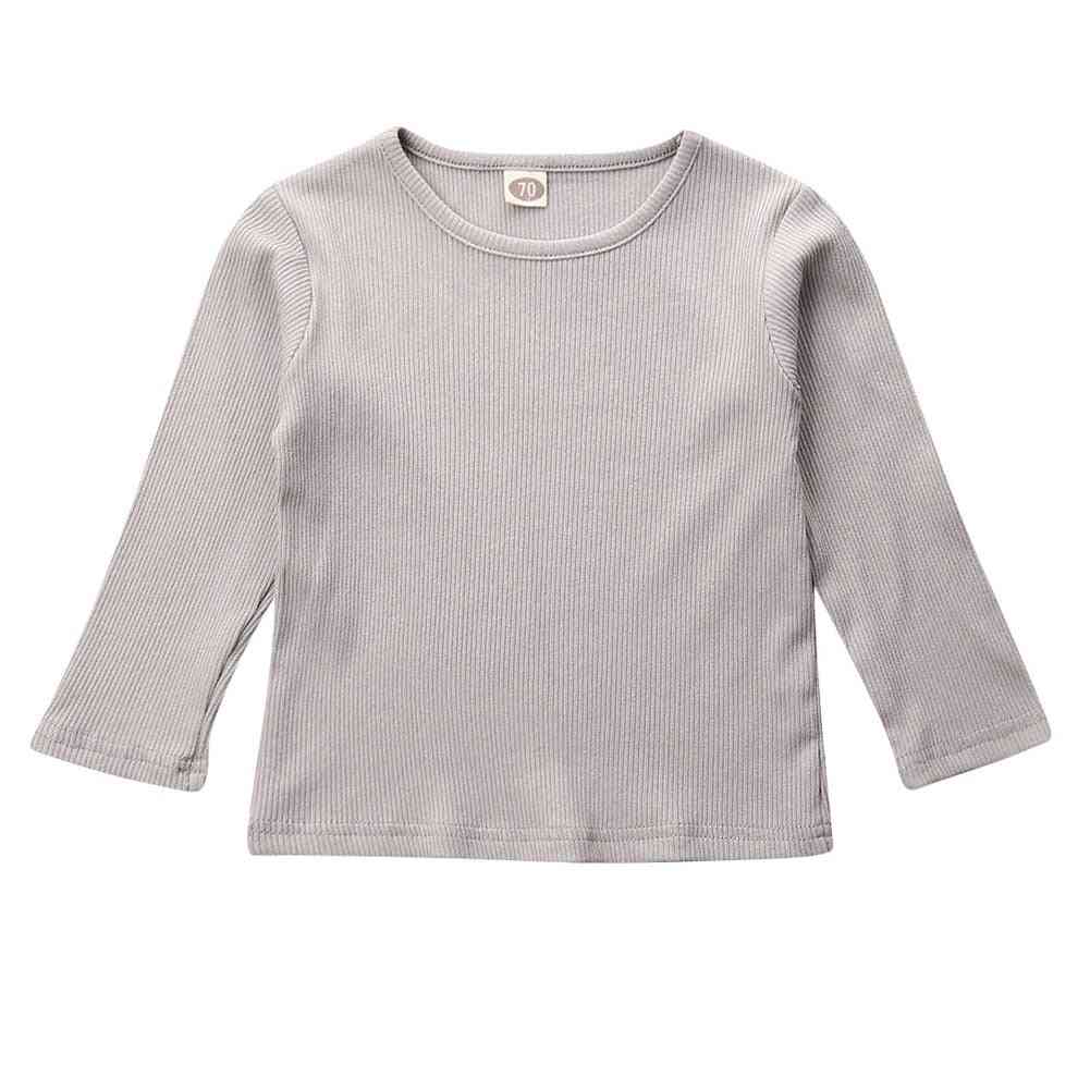 תינוקות בנות שרוול ארוך חולצת טריקו עם פס צווארון תחתון כותנה בגדי ילדים עם שרוולים ארוכים 0-18 מ '