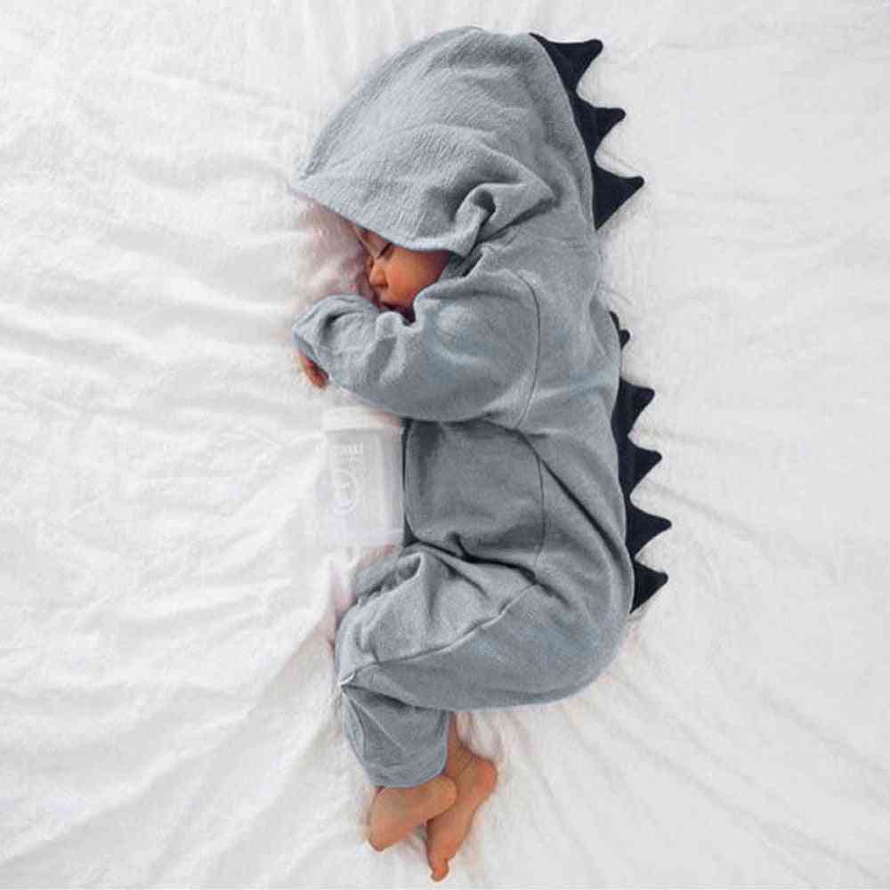 Baby Boy, Dinosaur Playsuit, Hooded Cotton, Long Sleeve Romper, Jumpsuit