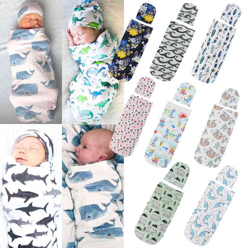 Printed Warm Sleeping Swaddle And Hat