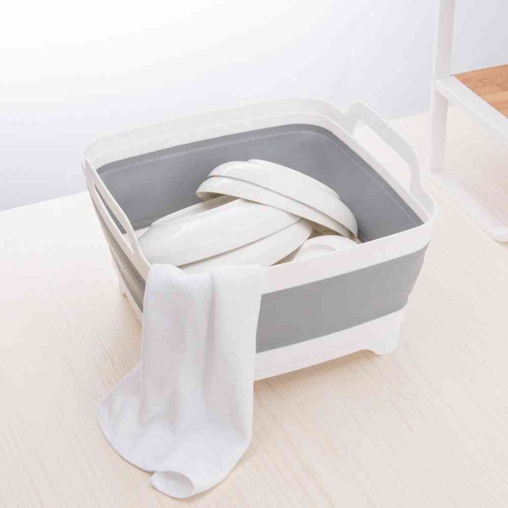 Portable And Fold-able Plastic Wash Bucket, Creativekitchen clean Tool  