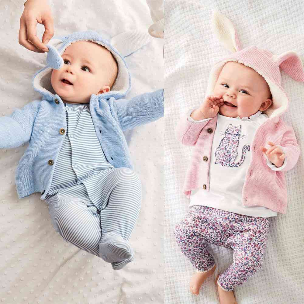 Ubranka niemowlęce ciepłe płaszcze noworodek maluch dzieci dziewczyny chłopięce sweter z dzianiny - różowy / 12m