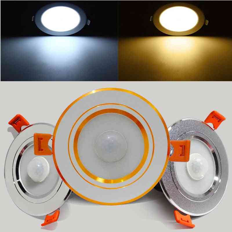 LED Downlight PIR Lampy sufitowe z czujnikiem ruchu, inteligentne oświetlenie schodowe w domu Ścienne oświetlenie korytarza / korytarza Schody zajezdni - ciepły biały / 5w złoty