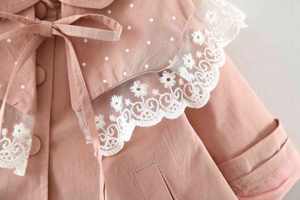 Autumn/winter Lace Ruffles And Bow Pattern-outwear Coats For Newborn Kids