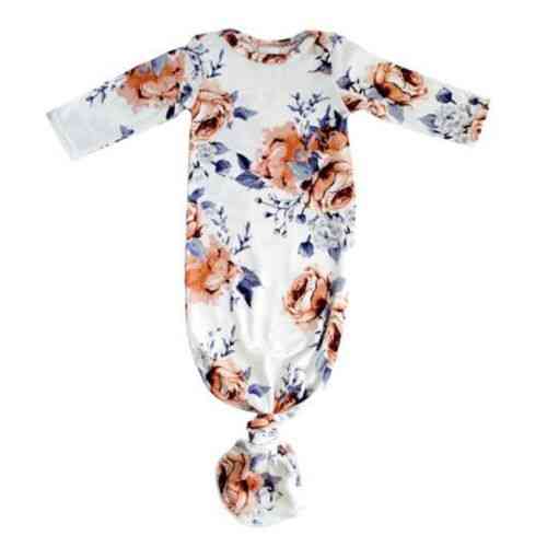 Pasgeboren baby meisjes bodysuit bloemen nachtjapon nachtkleding jurk katoenen pyjamaset met lange mouwen kleding outfits - wit / 6m