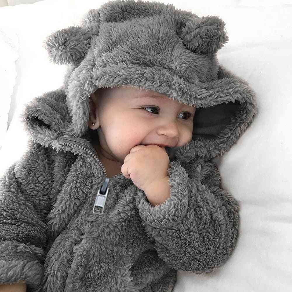 Fur Hoodie Solid Winter Warm Jacket For Babies