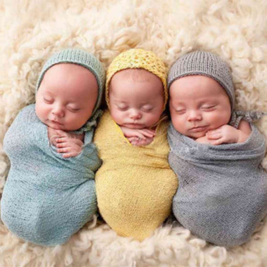 Baby Photography Props Blanket Wraps Stretch Knit Newborn Photo Hammock Swaddling Padding