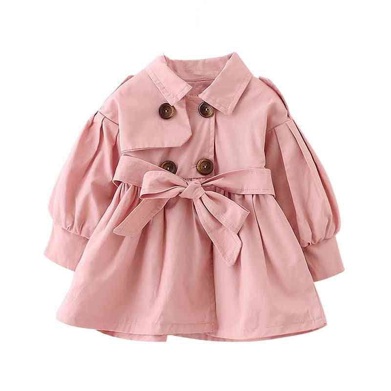 Full Sleeves, Collar Pattern Dress-baby Coat With Belt