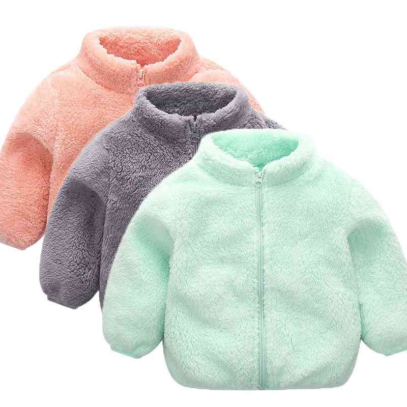 Baby  Long Sleeve Zipper Winter Clothes, Solid Velvet Coat
