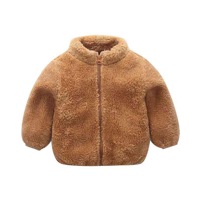 Detské zimné oblečenie so zipsom s dlhým rukávom, pevný zamatový kabát