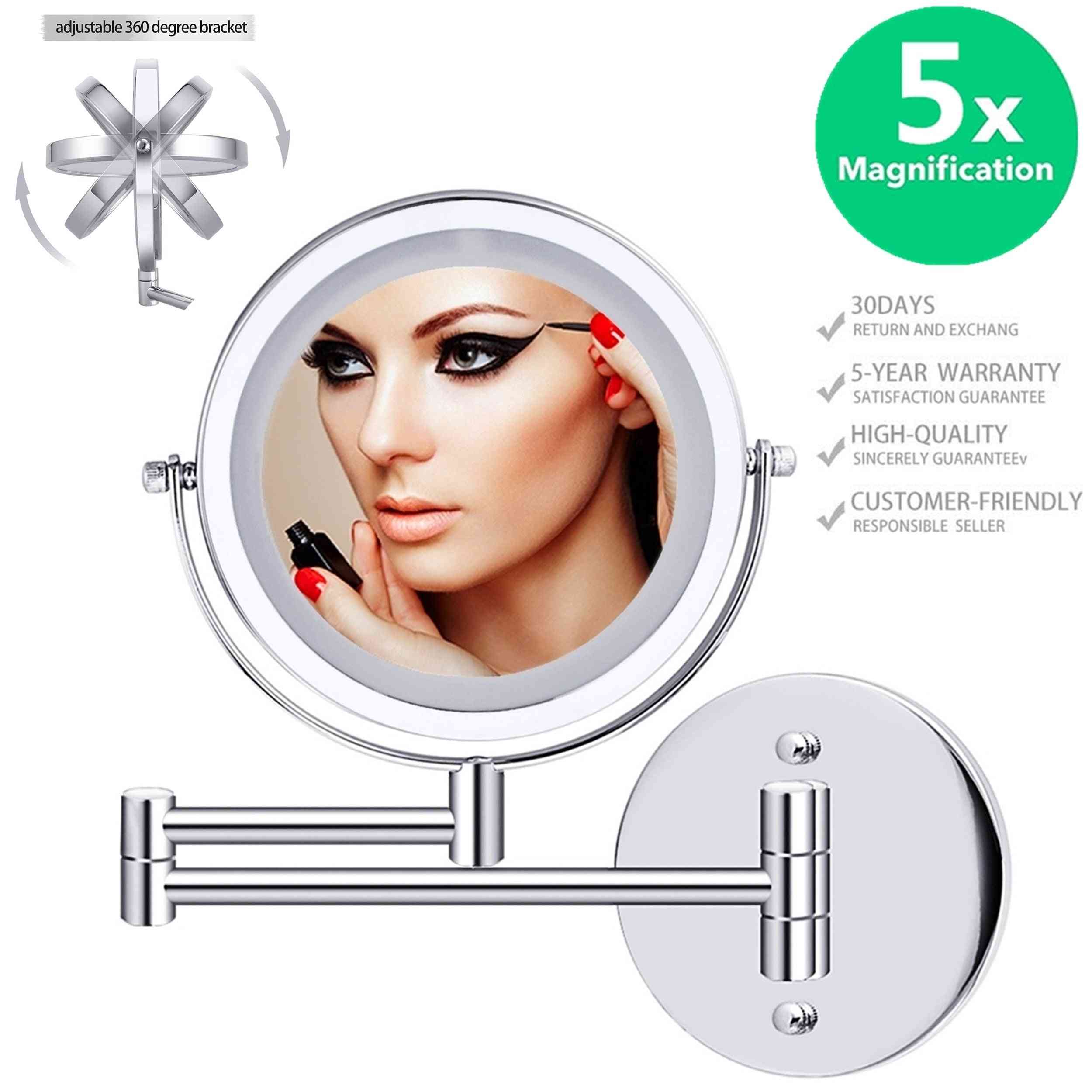 Led Double Sided Magnifying Wall Mounted Makeup Mirror