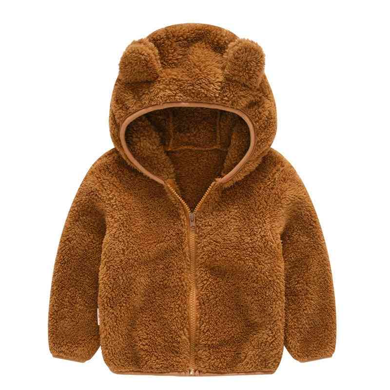 Baby Winter Clothes, Gril / Boy Cute Ear Long Sleeve Zipper Jacket, Solid Thick Cotton Hooded Coat