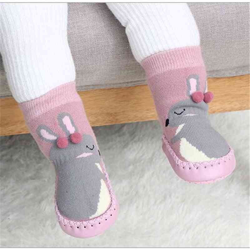 зимни дебели хавлиени памучни обувки с гумени подметки за малки деца