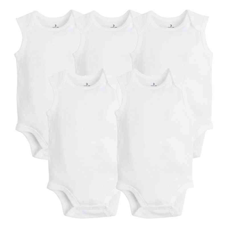 Nyfødt baby tøj sommer ærmeløs dreng pige tøj 100% bomuld hvid børn bodysuits & jumpsuits