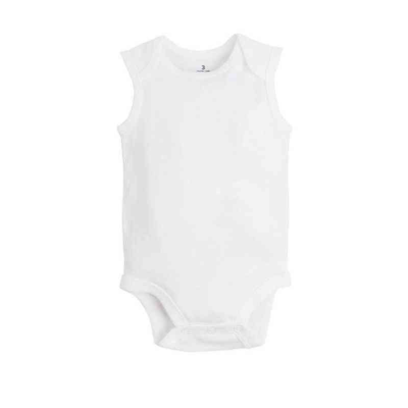 Nyfødt baby tøj sommer ærmeløs dreng pige tøj 100% bomuld hvid børn bodysuits & jumpsuits