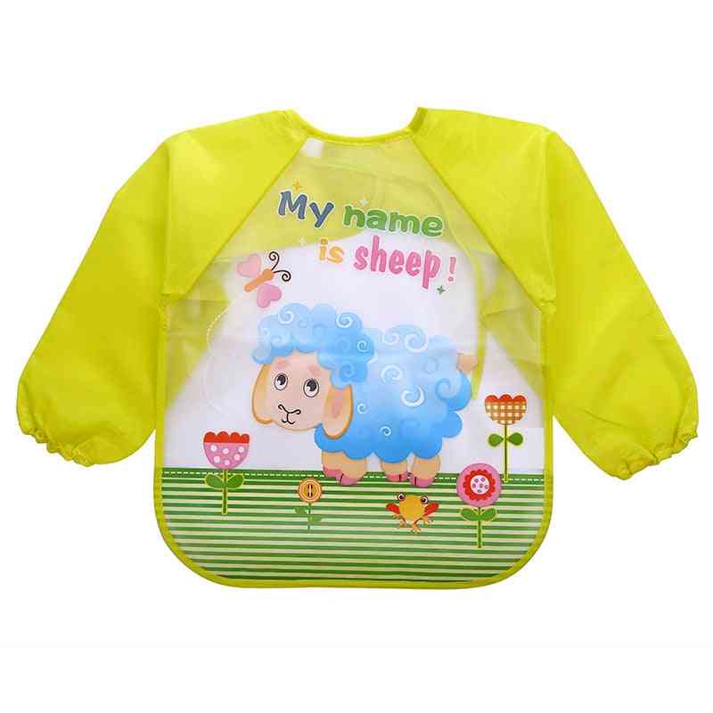 Baby Boy / Girl Waterproof Long Sleeve Mickey Minnie Feeding Bib With Pocket